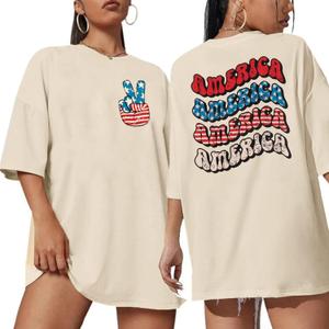 Women America Oversized T Shirt 4th of July Shirts USA Tees American Proud Short Sleeve Top Blouse (Large)
