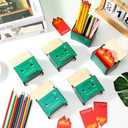 12 Pcs Wooden Dumpster Fire Pencil Holders with Motivational Flame Shaped Cards, Funny DIY Desk Organizer Bulk Office Emotional Christmas Gifts for Coworkers Teachers Nurses (Green)