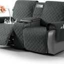 TAOCOCO 100% Waterproof Loveseat Recliner Covers with Console, Dark Gray