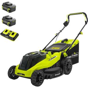 SnapFresh Electric Lawn Mower Cordless - 40V (2 x 20V) 16 Brushless Push Lawn Mowers with 4.0Ah Battery x 2 and Fast Charger Included - Battery Operated Lawn Mower with Bagger