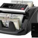 Money Counter, Cash Counter Machine with Value Count，Cash Counter for Dollar, Euro with UV/MG/IR/DD Counterfeit Detection, Add/Bat/Value Mode Bill Counting Machine with Large LCD Display