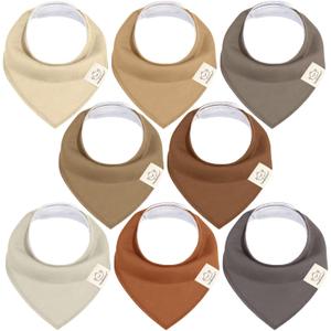 KeaBabies 8-Pack Organic Baby Bandana Bibs for Boys, Girls - Super Absorbent Triangle Baby Bibs for Drooling and Teething Infant, 100% Cotton Extra Soft for Newborn, Infant 0-36 Months (Terracotta)