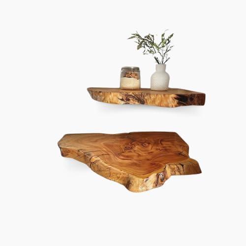 Woodensure Brill Live Edge Wood Corner Shelf Wall Mount, Set of 2 Solid Acacia Wood, Corner Shelves with Brackets, Smooth- Durable - Attractive Shelves for Bedroom Living Room Bathroom Kitchen