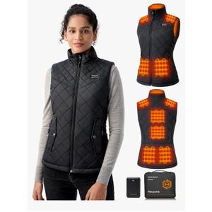Quilted Heated Vest Women with Battery Pack 16000mAh 7.4V, Warming Heated Vests for Women, Smart Women's Heating Vest, L