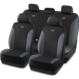Skechers Car Seat Covers, Work Leather Seat Covers 5-Times Stronger Built-in Webbing, Oxford Fabric Seat Cover Full Sets, Airbag Compatible, Automotive Comfort for Cars, Trucks, SUVs, Grey                     