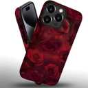 for iPhone 16 Pro Case,Femme Fatale Rose Pattern for Girl Women Boy Hard Hybrid Shell Shockproof Silicone Full Body Protective Case for iPhone 16 Pro