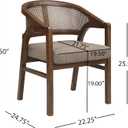 Christopher Knight Home Modern Wooden Dining Chairs Set of 2, Fabric Upholstered Kitchen Side Armchairs, Living Room Comfy Reading Chair with Curved Rattan Back, Light Ash+Beige, 22.25"W x 24.75"D x 33.50"H