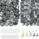 200 Sets Button Maker Supplies, 32mm / 1.26 inch Button Supplies Buttons Parts, (Approx. 1.25 inch) Metal Blank Badge Parts with Blank Paper for Buttons Maker Machine Pin Maker Press