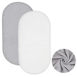 2 Pack Flannel Baby Bassinet Sheets 33 x 16 Inches Gray and White Soft Christmas Flannel Crib Sheets, Fit for Oval Bassinet Cover
