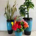 24/21/11 Inch Tall Planter Pots Garden Plastic Planters - Set of 3 for Indoor & Outdoor Use - Decorative Lightweight Flower Pots