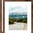 11x14 Picture Frame with 8x10 Mat Deep Brown, Display 8x10 with Mat or 11x14 Without Mat, Wood 11 by 14 Photo Frame, 11 x 14 Frame for Wall Hanging Display, Deep Brown, 2 Pack