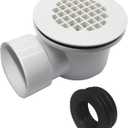 Low Profile Shower Drain, 1.5 Side Outlet Drain Assembly,Perforated Strainer, for 1.5" or 2" Shower Drain, Replacement Base PVC Side Outlet Drain