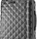 Kenneth Cole REACTION Diamond Tower Collection Lightweight Hardside Expandable 8-Wheel Spinner Travel Luggage, Black, 20-Inch Carry On