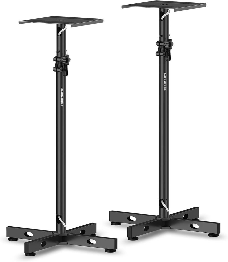 Vondynote Set of 2 Studio Monitor Stands Adjustable Height Speaker Stands with Cable Management