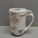 AmorArc Porcelain Tea Mug with Infuser and Lids, 18 Oz Coffee Cup Strainer with Bag Holder for Loose Leaf Tea, Steeping Coffee Mug for House-Warming Wedding Birthday Gift