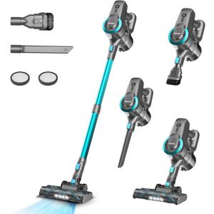 DEVOAC Cordless Vacuum Cleaner, Ultra-Lightweight Stick Vacuum, 2200mAh Battery Up to 40mins Runtime, 6 in 1 Powerful Handheld Vacuum for Home Hard Floor Carpet Pet Hair (Waterfall)