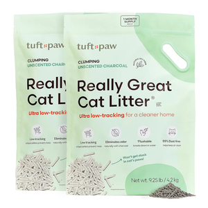 Tuft + Paw Really Great Cat Litter, Low Tracking Tofu Cat Litter, Clumping, Flushable, Odor Control, Dust-Free, Unscented - 9.25lbs x 2Bags