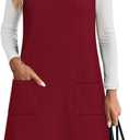 Zeagoo Women's Sweater Vest Dresses for Women 2025 V Neck Sleeveless Knit Pullover Sweater with Pockets Fall Winter Outfits (Red)