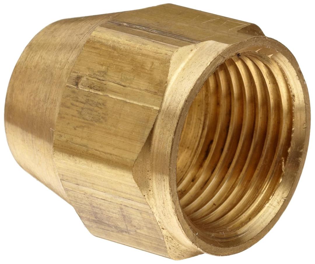 Anderson Metals 54014-04 Brass Tube Fitting, Short Flare Nut, 1/4" Tube OD, Copper