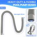 Poolvio Pool Hoses for Above Ground Pools 1.25" Diameter x 59" Long, 3-Pack, Heavy Duty UV Resistant & Leak-Proof Pool Pump Hoses with 6 Metal Thumb Clamps, Fits Intex Filter Pump 607/637