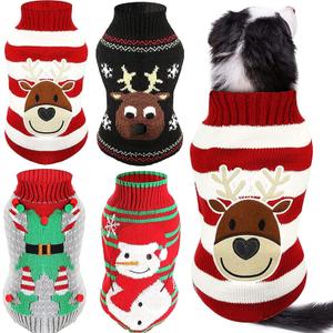 4 Pieces Christmas Dog Sweaters - Holiday Puppy Snow Elk Reindeer Snowman Elf Winter Knitwear Warm Clothes Funny Party Cosplay Dress for Small to Medium Dogs Cats (Medium)