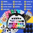 Bowitzki 24 Colors Face Paint Kit for Kids with Exclusive Unicorn Backpack - Professional Makeup Palette, Safe & Non-Toxic - Ideal Birthday Gift for Girls, Halloween Party, Cosplay (Black)