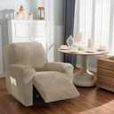 NORTHERN BROTHERS Stretchy Recliner Chair Covers, Velvet Recliner Covers, Lazy Boy Chair Cover (Khaki, 1 Seat)