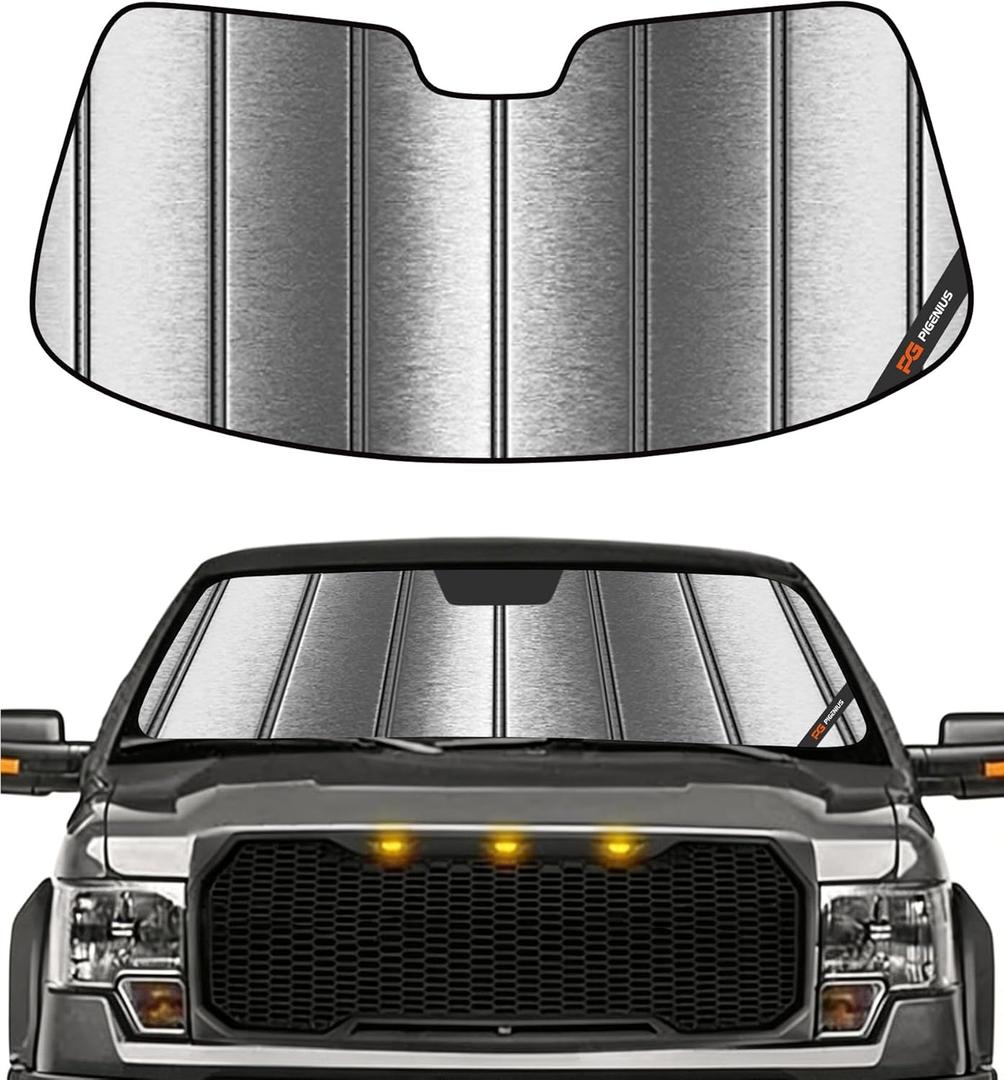 Pigenius Windshield Sunshade for Ford F-150 2009-2014 Custom Front Window Sun Shade - Metallic