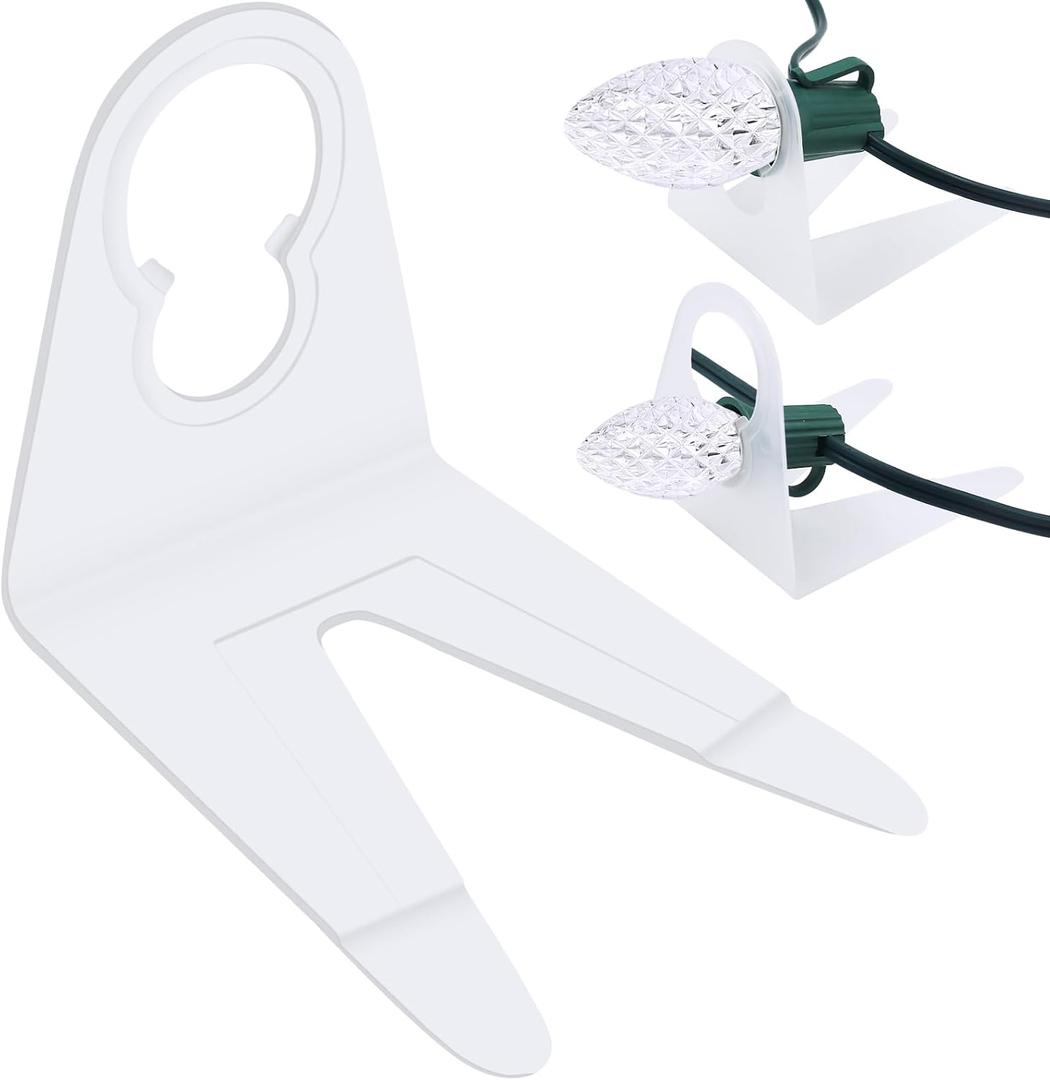 Christmas Light Clips 200-Pack, Sit-to-Stand Gutter Shingle Tabs Christmas Light Hooks, Work with C7, C9 for Holiday String Light Outdoor, Roof, Rooftop, Roofline, Pack of 200