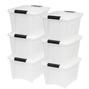 IRIS TB-17 19 Quart Stack & Pull Clear Box with Black Handles - 6 Pack