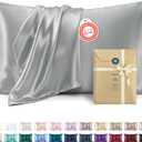 Bedsure Satin Pillowcase For Hair And Skin Queen-Silver Grey Silk, 2 Pack, 20x30Inch
