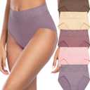 Wealurre Womens Underwear Cotton Bikini Panties for Women High Waisted Lace Hipster Stretch Briefs for Ladies 5 Pack (Large, Pink Purple)