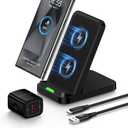 15W Pixel Wireless Fast Charging Stand for Pixel 9a/9 Pro XL Fold/8Pro/8a/8/7a/7 Pro, Android Wireless Phone Charging Pad Fast Charging Station with Adapter for Samsung S25 Edge/S25 Ultra/S24 FE/S23 (Black)