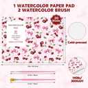 Watercolor Paper Pad 9x12 in, 30 Sheets 140Lb Cold Press, 2 Brushes