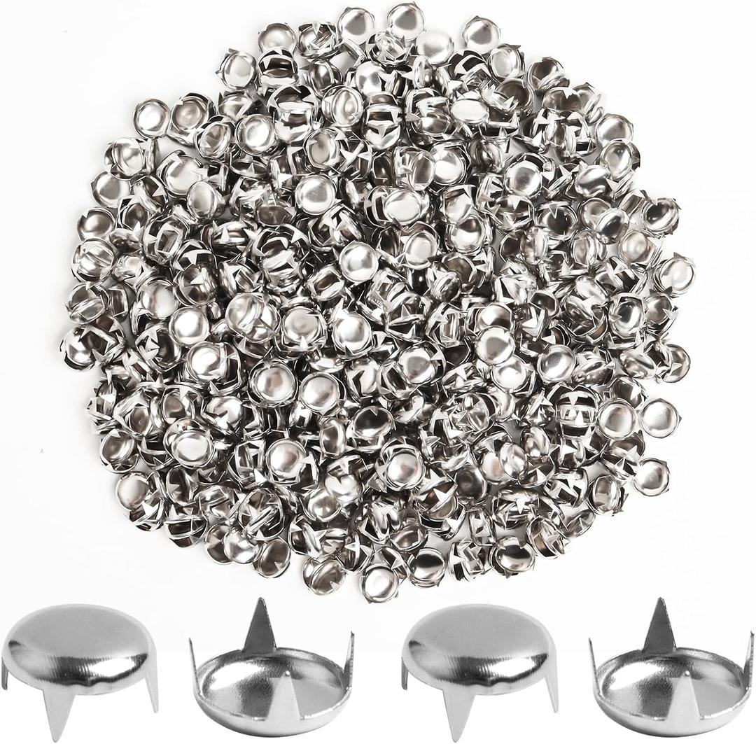 2 x SBYURE 1000 Pcs 12mm Silver Studs for Clothing Four-jaw Round Punk Spikes Pyramid Studs Rivets for Shoes, Jackets, Backpacks Leather Crafting