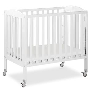 Dream On Me 3-in-1 Portable Folding Stationary Side Mini Baby Crib in Steel White & Mattress, GreenGuard Gold & BSA, Use as Changer & Playpen, Locking Wheels, 3 Mattress Heights, Extra Firm Mattress