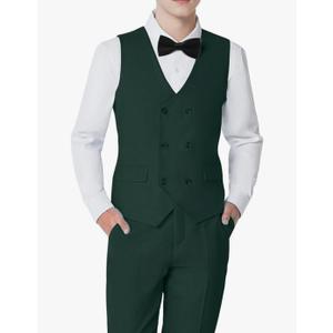 Boys Suit 2 Piece Slim Fit Kids Suit for Boys Summer Beach Wedding Prom Dresswear Dress Cloths Ring Bearer Outfit 12Y Dark Green