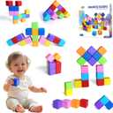 Large Magnetic Building Blocks, 8 Colors 1.65 Inch Magnetic Blocks for Toddlers 1-3, Magnet Cubes Sensory Stacking Learning Toys, Birthday Gifts for Boys and Girls, 16PCS