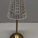 Cordless Touch Table Lamp, 3500mAh LED Rechargeable Small Desk Lamp, 3 Colors Dimmable Battery Operated Crysta Lamp for Bedroom Restaurant Kitchen, Home Decor, Gold