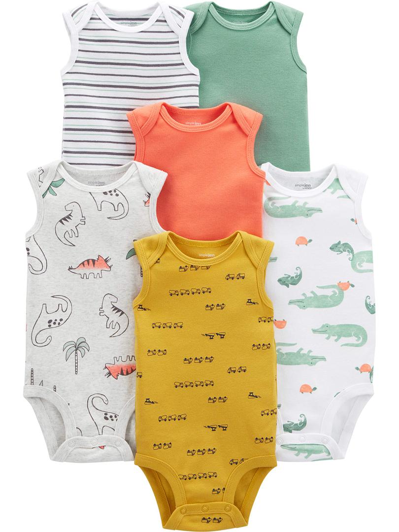 Simple Joys by Carter's Baby Boys 6-Pack Short-Sleeve Bodysuit (Brown), Size: Preemie