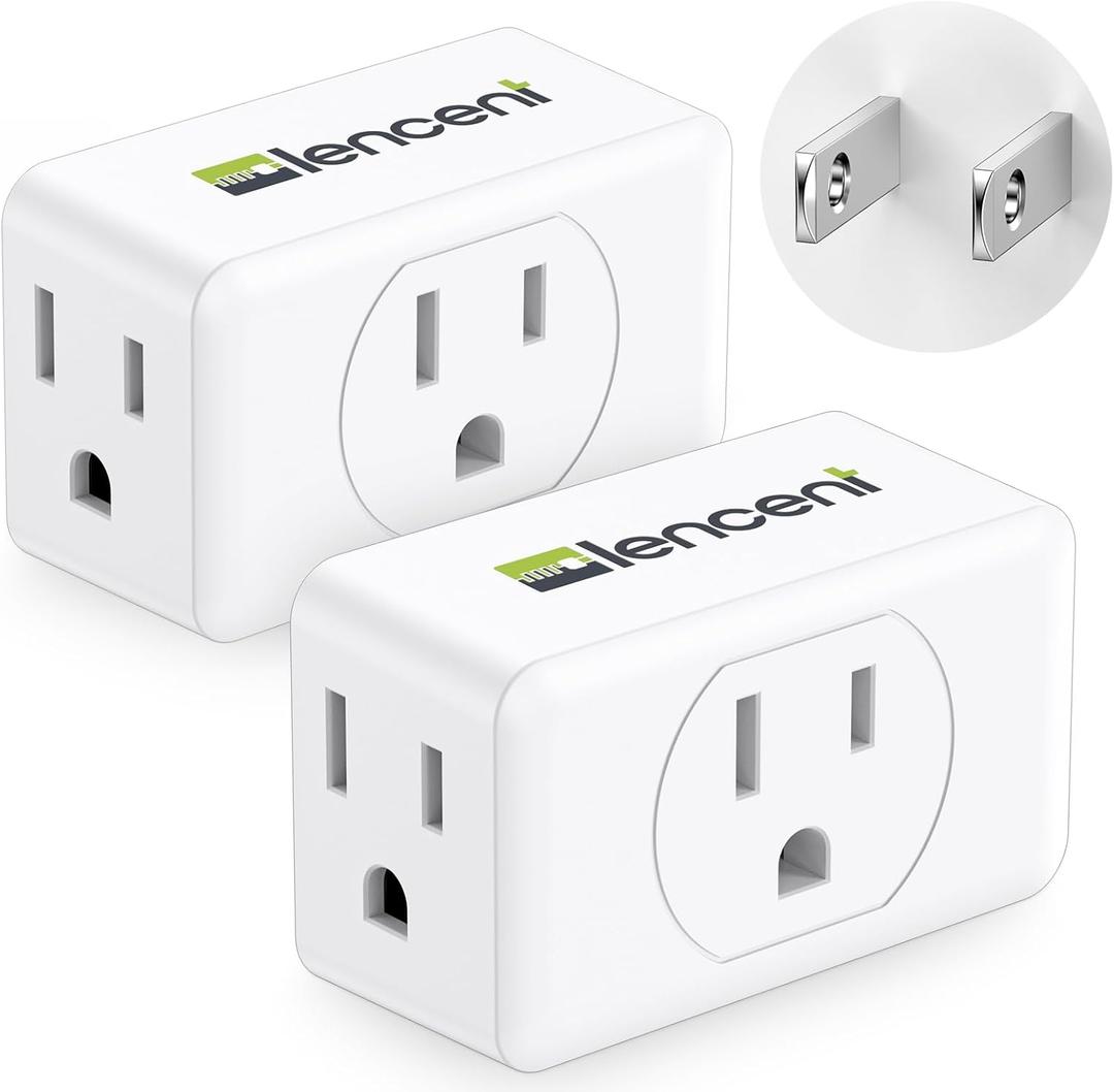 LENCENT 3 Prong to 2 Prong Adapter, Plug Extender, Wall Plug Splitter with 3 AC Outlets, Travel Power Adaptor for US to Japan Japanese Philippines-Type A, Cruise Ship Approved, 1875W Max, 2 Pack (2 Packs)