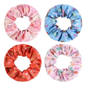 Satin Scrunchies for Girls Silk Large Hair Scrunchy 4 Pcs Elastic Cute Hairs Bands for Ponytail Holder Elastic Hair Ties Accessories for Women Girls, Music Lovers Fan Gift
