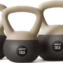 WeGym Soft Kettlebell Set with Cushioned Impact Resistant Base, Anti Slip Wide Grip Handle for Home Workouts, Weightlifting, Full Body Training (10+15+20LB Sandstone-3 PCS)