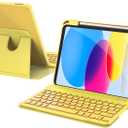 For iPad 11th(A16, 2025)/10th Generation Case with Keyboard, 360 Rotatable Case & Detachable Backlit Keyboard, Precision Cutouts and Pen Holder for iPad A16 11''/10th 10.9'', Yellow