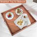 Wooden Serving Tray with Leather Handles, 24x24 in