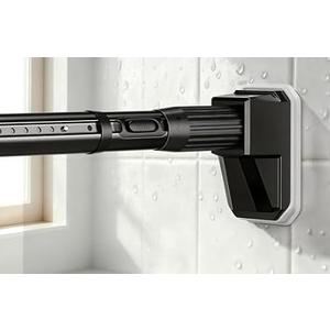 FADOTY Tension Curtain Rods No Drilling, Extra Long Tension Rod 41-122 Inch, Heavy Duty Shower Curtain Rod for Outdoor Patio Bathroom Windows Room Divider, Adjustable, Anti-Slip, No Rust, Black