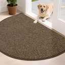 BEQHAUSE Dirt Trapper Door Mat 32" x 48" Half Circle Non-Slip Washable Doormats Entrance Rugs Absorbent Welcome Low Profile Floor Mats for Front Back Door and Entryway, Brown
