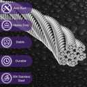 1/8 Inch Stainless Steel Cable 100FT - 7x7 Strand Aircraft Wire Rope with Loop Sleeve & Thimble - Heavy Duty for Deck Railing, String Light Hanging, Garden, Marine, DIY Projects
