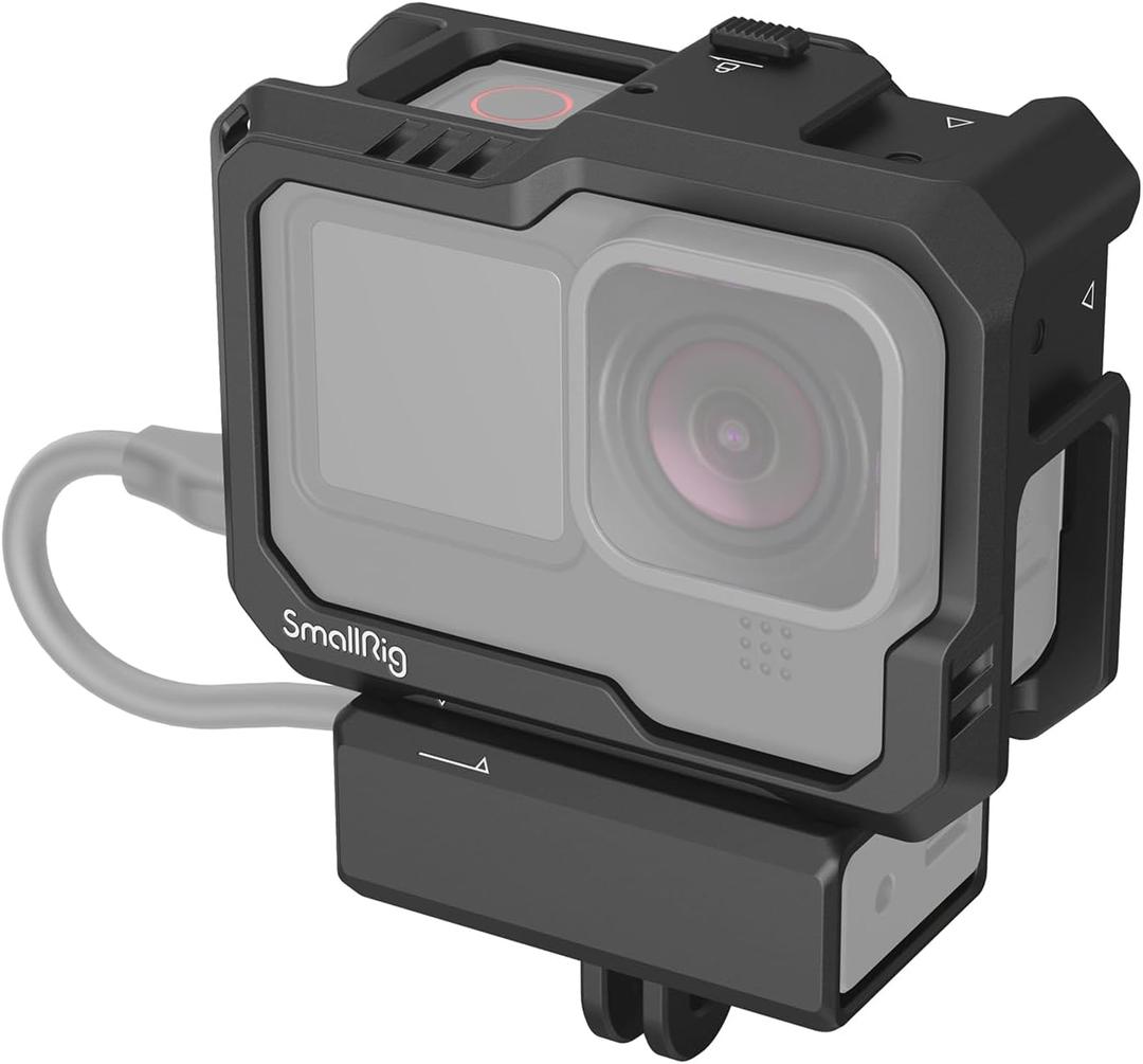 SmallRig Hero 13 / Hero12 / Hero11 / Hero 10 / Hero 9 Black Cage for GoPro, with 2 Cold Shoe Mount for GoPro Light Mod and Common Microphone, Led Video Light - 3083C