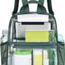 Mildbeer Small Clear Backpack, Stadium Approved 12x12x6 Clear Backpack for Women with 2 Bottle Holders for Festival Concert Sports Events (Green)